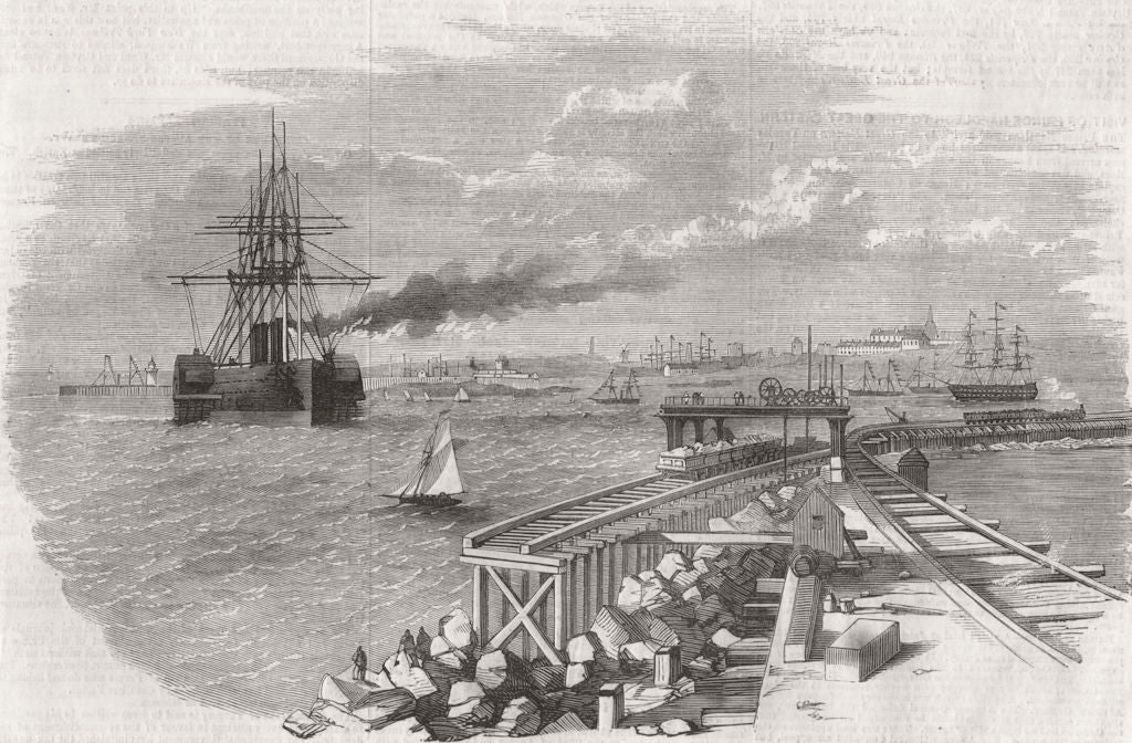 WALES. The Great Eastern steam-ship entering the harbour at Holyhead 1859